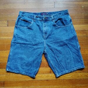 Vintage Y2K Jorts Army Navy Carpenter Blue Denim Baggy Jean Shorts Size 36-38